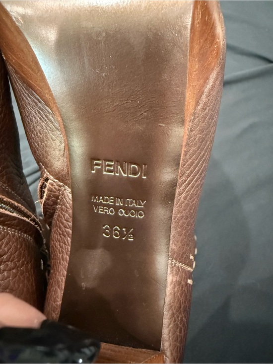 Fendi Shoes - Fendi Brown Pebbled Leather Platform Ankle Boots | EU 36.5 | Made in Italy